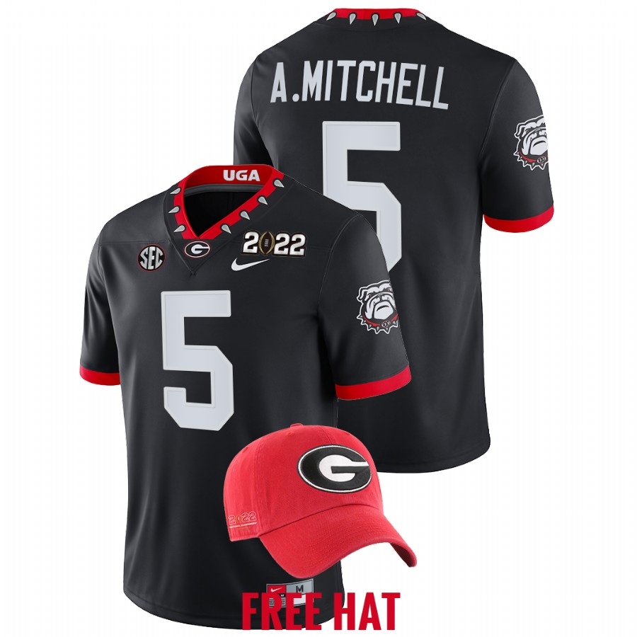 Georgia Bulldogs Men's NCAA Adonai Mitchell #5 Black Champions Free Hat 2021 CFP National College Football Jersey DMP8849TQ